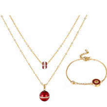 S-291 Xuping moda jóias de ouro indiano simples projeto do grânulo pulseira + colar de duas peças banhado a ouro conjunto de jóias para as mulheres
